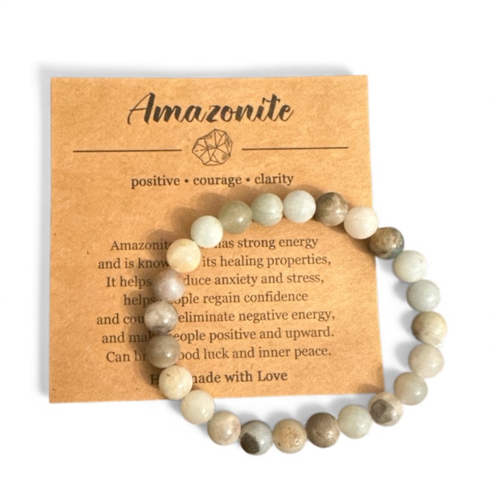 NEW Amazonite Gemstone Beaded Stretch Bracelet Healing Crystal Jewelry Gift